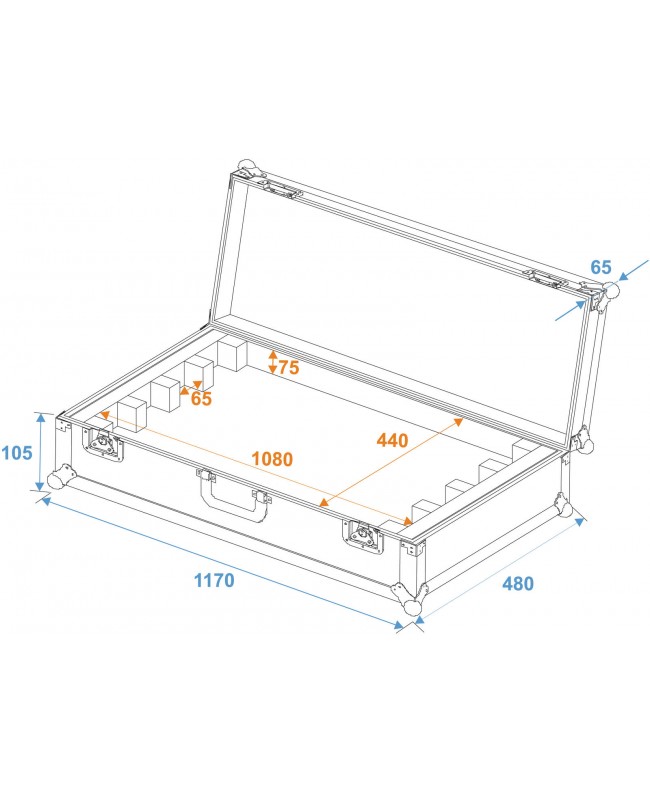 Roadinger Flightcase EC-B252 4x LED BAR-252 RGB Scheinwerfer-Cases