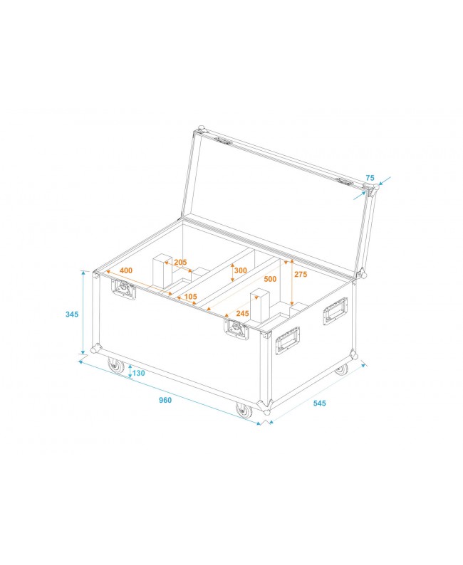 Roadinger Flightcase 2x THA-250F mit Rollen Scheinwerfer-Cases