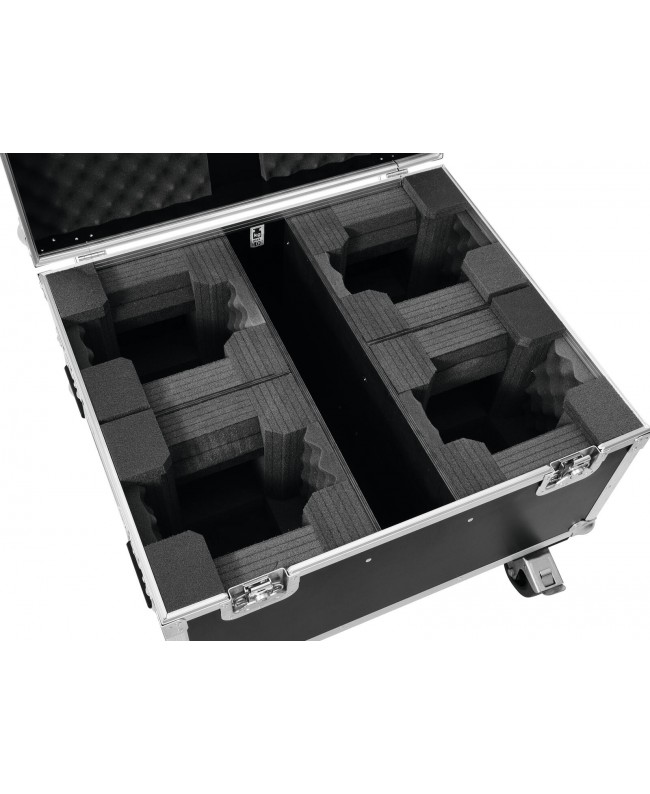 Roadinger Flightcase 4x LED TMH-X1 Moving Head Beam with wheels Cases for moving lights