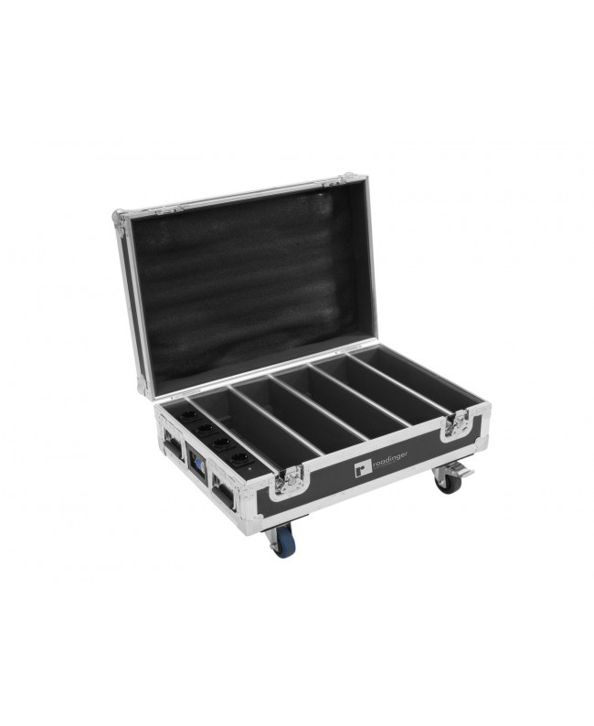Roadinger Flightcase 4x AKKU BAR-6 Glow QCL Flex QuickDMX mit Ladefunktion Scheinwerfer-Cases