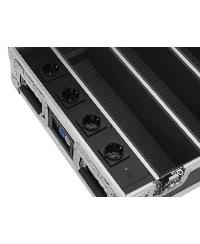 Roadinger Flightcase 4x AKKU BAR-6 Glow QCL Flex QuickDMX with charging function Cases for spotlights