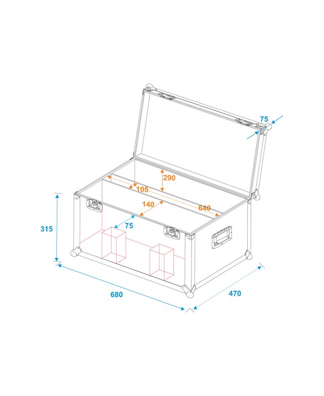 Roadinger Flightcase 2x LED PLL-480 Scheinwerfer-Cases