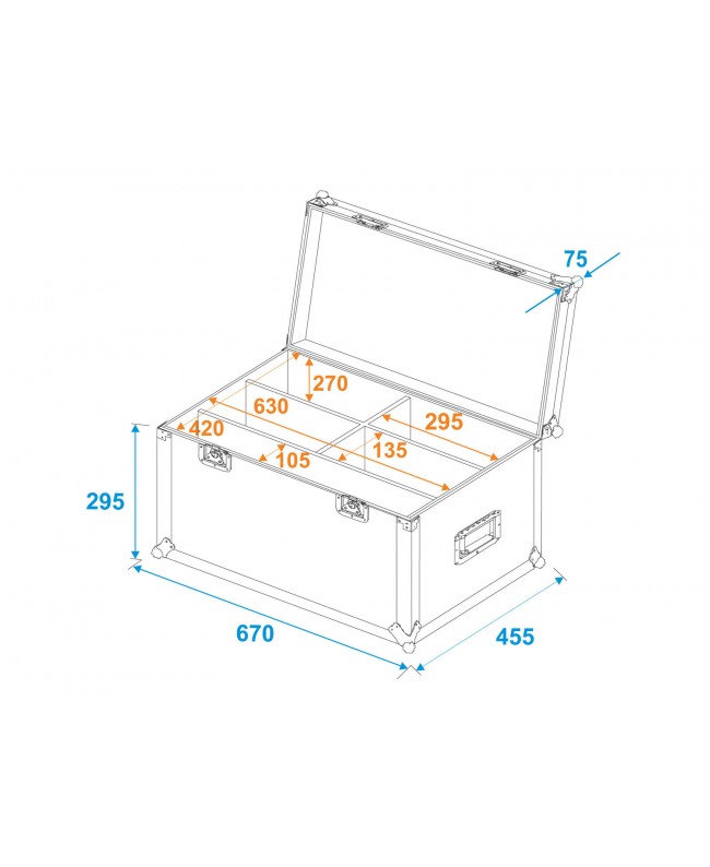 Roadinger Flightcase 4x LED 4/7C-12 Silent Slim Spot Custodie per proiettori