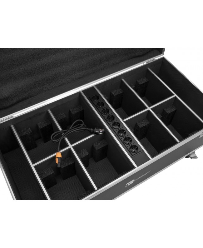 Roadinger Flightcase 8x AKKU IP PAR 7 QCL WDMX con funzione di ricarica Custodie per proiettori