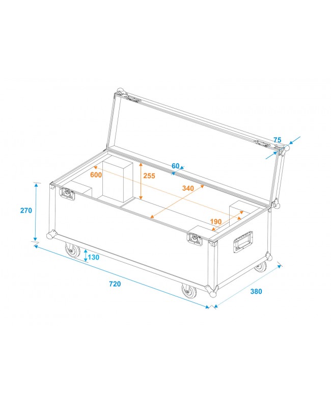 Roadinger Flightcase 1x LED SL-350/SL-160 mit Rollen Scheinwerfer-Cases
