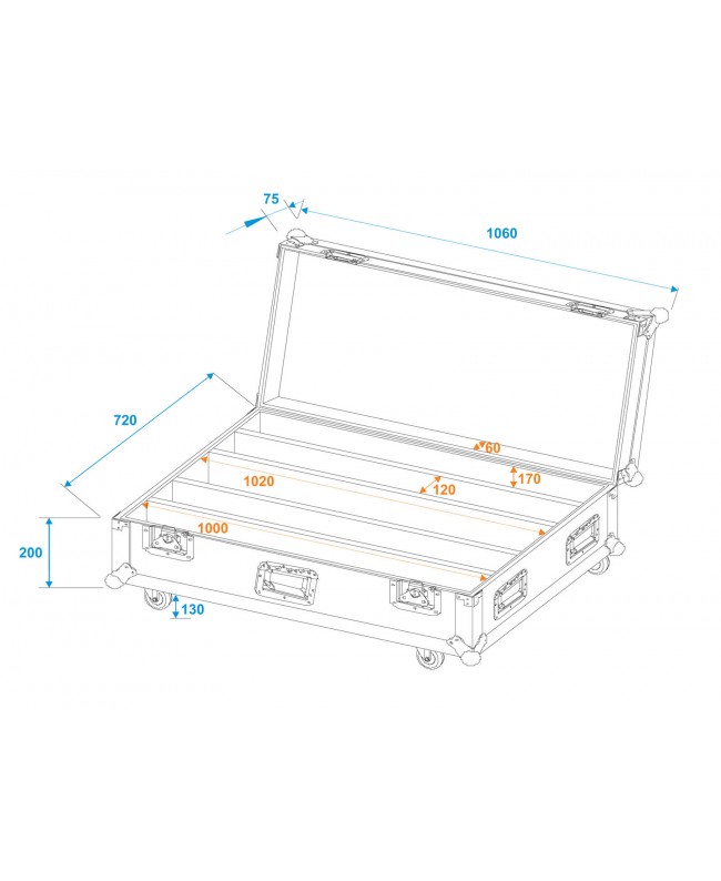 Roadinger Flightcase 4x LED IP T-PIX 8 QCL/T-PIX 12 HCL con ruote Custodie per proiettori