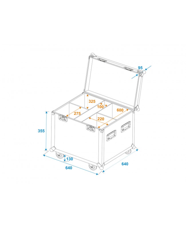 Roadinger Flightcase 4x Teatro LED COB serie 100 con ruote Custodie per proiettori