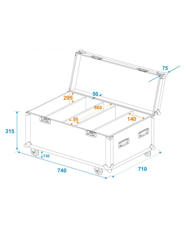 Roadinger Flightcase 4x LED PLL-480 with wheels Cases for spotlights