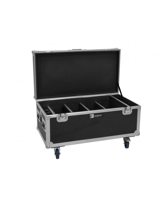 Roadinger Flightcase 4x AKKU Multiflood IP 8x10W RGBW Wash CRMX with charging function Cases for spotlights