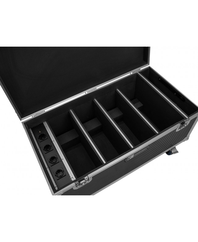 Roadinger Flightcase 4x AKKU Multiflood IP 8x10W RGBW Wash CRMX with charging function Cases for spotlights