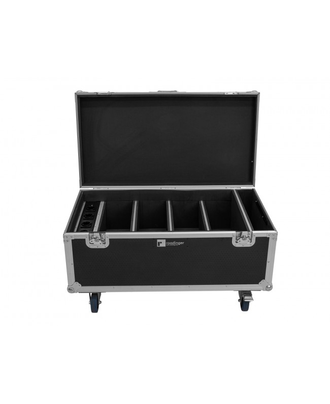 Roadinger Flightcase 4x AKKU Multiflood IP 8x10W RGBW Wash CRMX with charging function Cases for spotlights