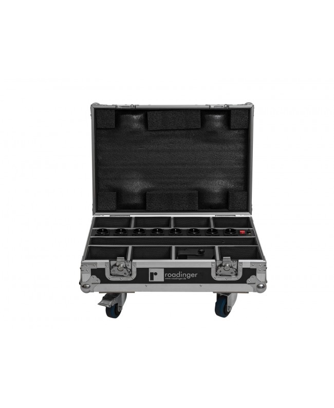 Roadinger Flightcase 8x AKKU Mini IP UP-4 QCL Spot MK2 con funzione di ricarica Custodie per proiettori