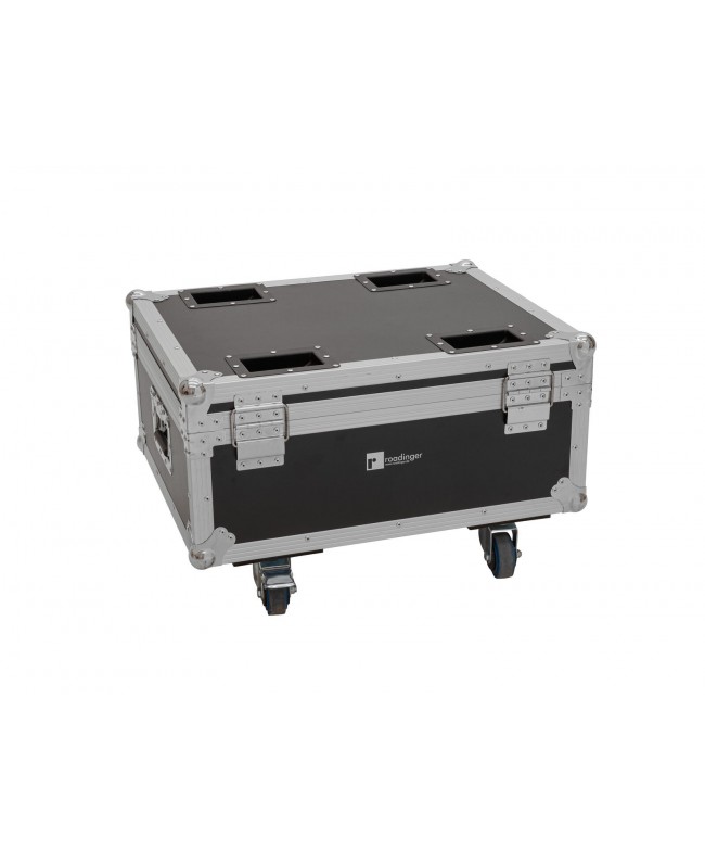 Roadinger Flightcase 4x AKKU MBT-3 with wheels and charging function Cases for spotlights