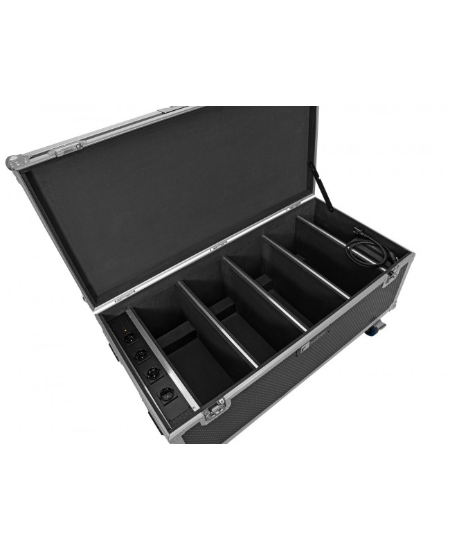 Roadinger Flightcase 4x AKKU Multiflood IP 18x10W RGBW Wash CRMX with charging function Cases for spotlights