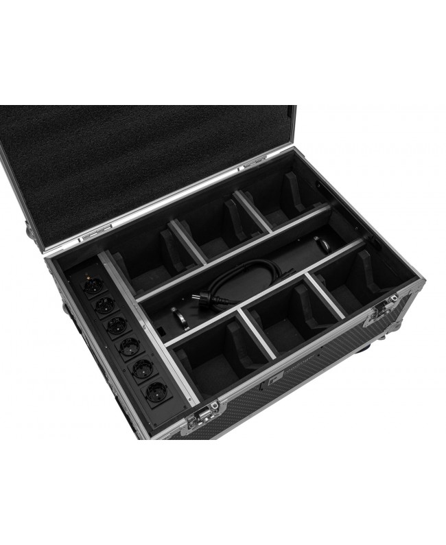 Roadinger Flightcase 6x AKKU IP TL-3 QCL Trusslight CRMX mit Ladefunktion und Rollen Scheinwerfer-Cases