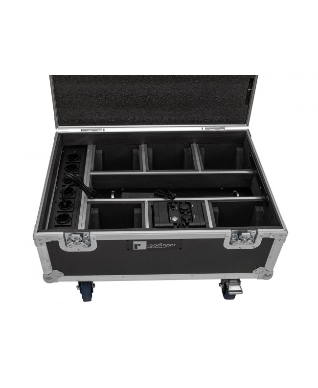 Roadinger Flightcase 6x AKKU IP TL-3 QCL Trusslight CRMX mit Ladefunktion und Rollen Scheinwerfer-Cases
