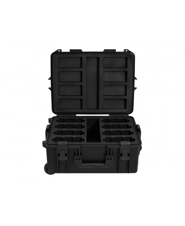 Roadinger Custodia in plastica per 8x AKKU Flat Light con trolley Custodie per proiettori