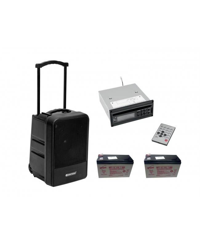 Omnitronic Set MOM-10BT4 Modular Wireless PA System + CD Player with USB and SD + 2x Battery Battery powered PA