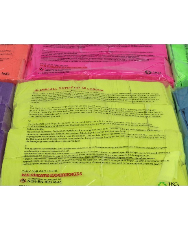 Tcm Fx Coriandoli Slowfall rettangolari 55x18 mm, arancione neon, uv attivi, 1 kg Sparacoriandoli