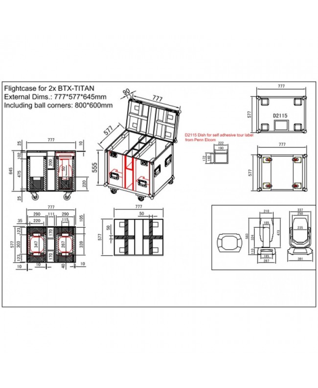 JB Systems CASE FOR 2x BTX-TITAN Costruzione Flightcase