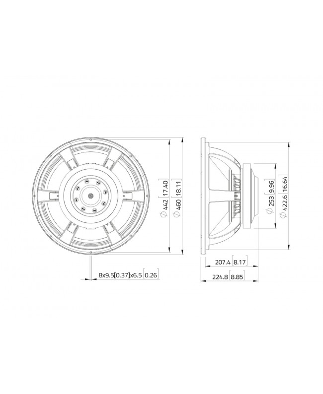 Lavoce SAF184.50-4 18 Subwoofer, magnete in ferrite, altoparlante a cestello in alluminio Altoparlanti per basse frequenze in...