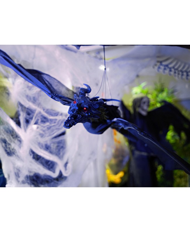 Europalms Halloween Flying Dragon, animiert, blau, 120cm Saisonartikel