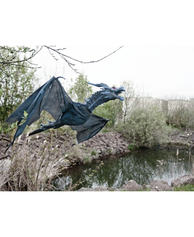 Europalms Drago volante di Halloween, animato, blu, 120 cm Articoli stagionali
