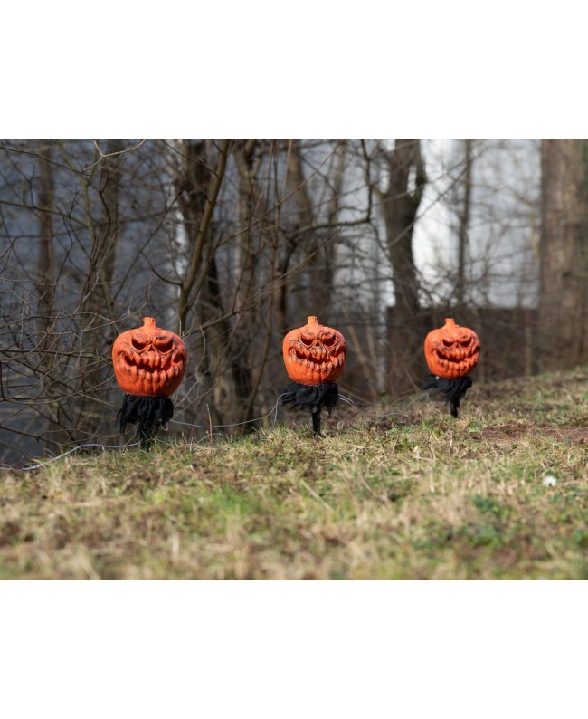 Europalms Halloween Pumpkins with Stake, Set of 3, 39cm Seasonal Items
