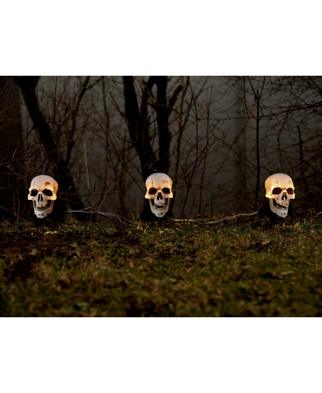 Europalms Testa di scheletro di Halloween con paletto, set di 3, 29 cm Articoli stagionali