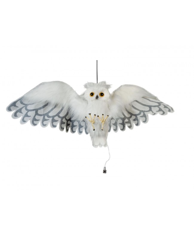 Europalms Halloween Snow Owl, animated, 80cm Seasonal Items