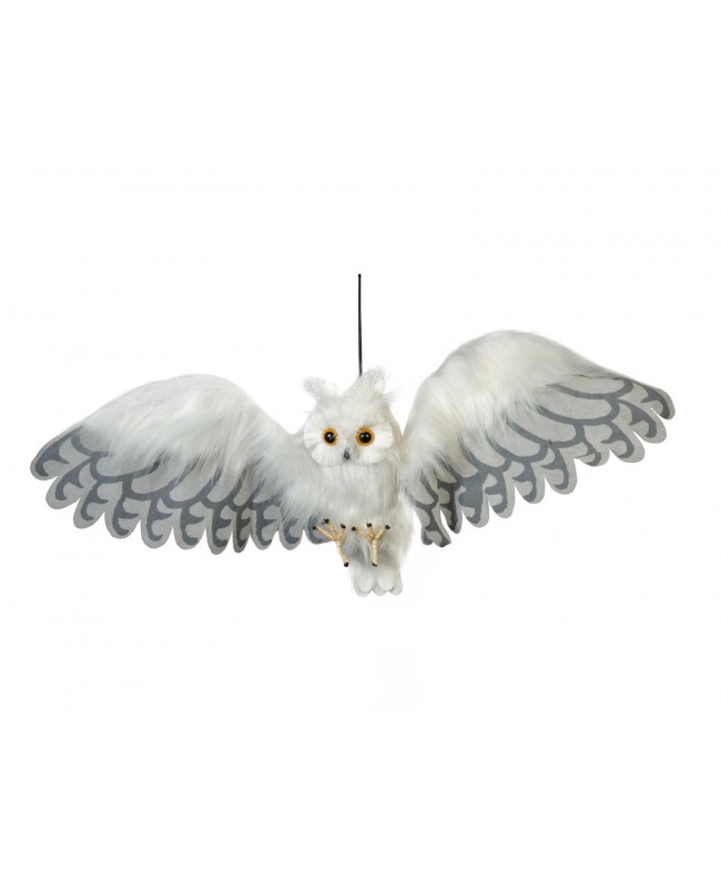Europalms Halloween Snow Owl, animated, 80cm Seasonal Items