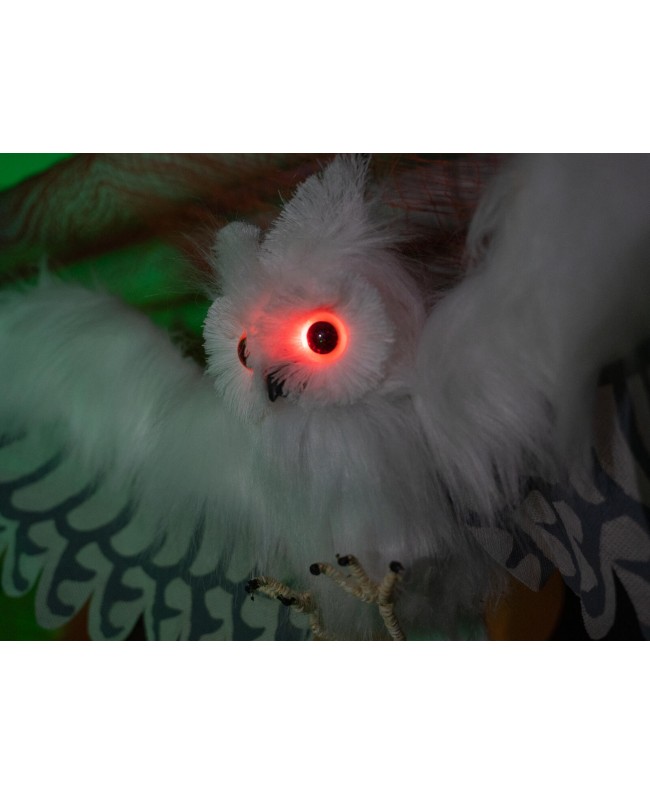 Europalms Halloween Snow Owl, animated, 80cm Seasonal Items
