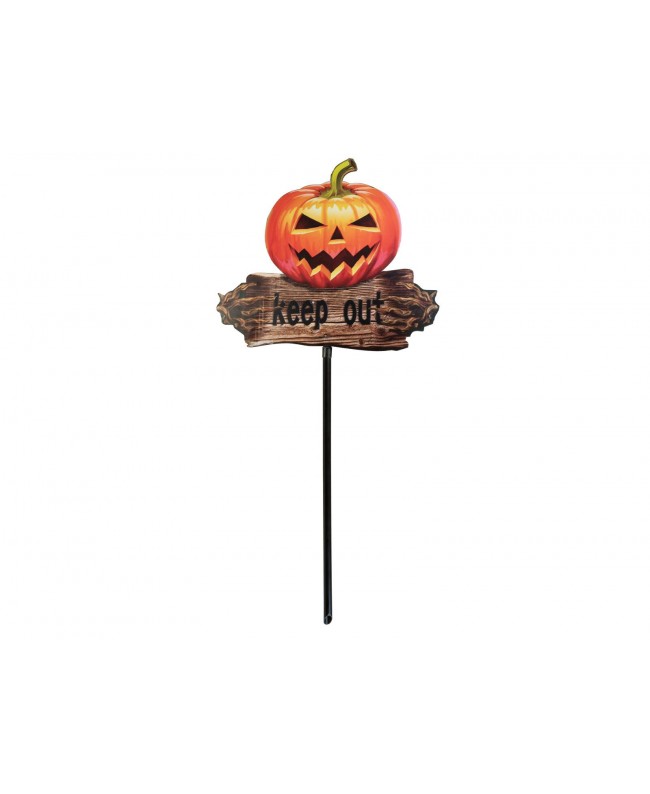 Europalms Halloween Pumpkin KEEP OUT with Picker, 50cm Articoli stagionali