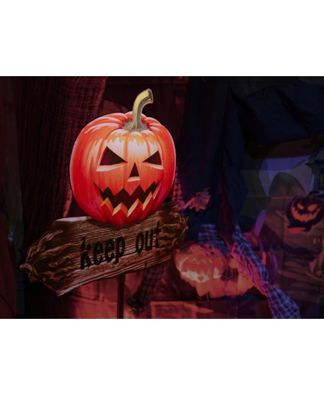 Europalms Halloween Pumpkin KEEP OUT with Picker, 50cm Seasonal Items
