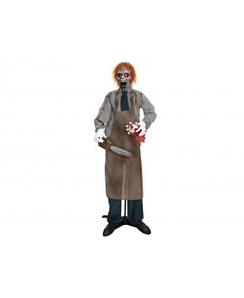 Europalms Halloween Figur Zombie mit Kettensäge, animiert, 170cm Saisonartikel