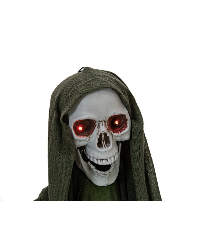 Europalms Halloween Figure Skeleton with green cape, animated, 170cm Seasonal Items