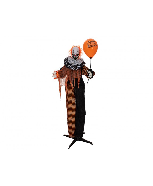 Europalms Halloween Figure Clown with Balloon, animated, 166cm Seasonal Items