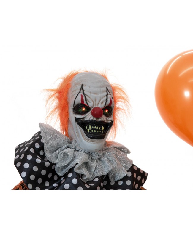 Europalms Halloween Figure Clown with Balloon, animated, 166cm Articoli stagionali