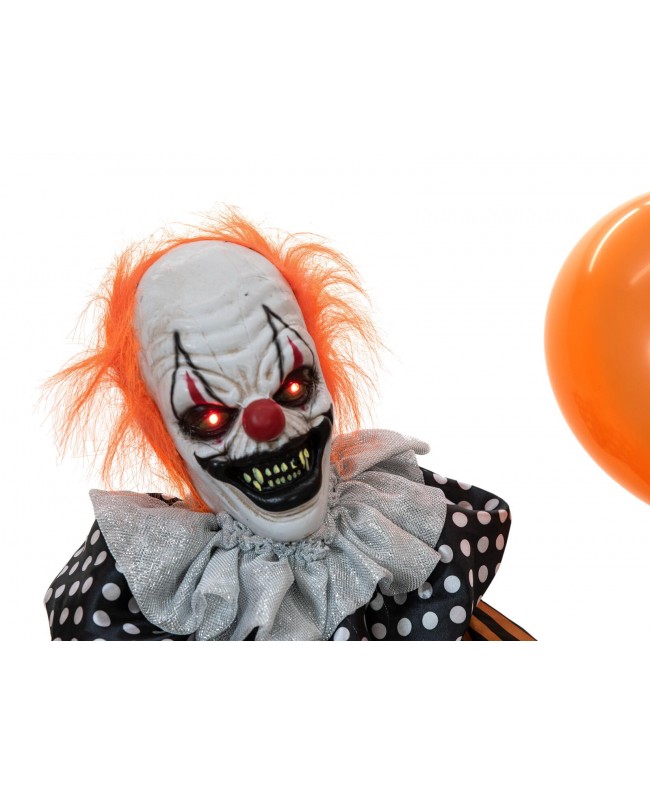 Europalms Halloween Figure Clown with Balloon, animated, 166cm Seasonal Items