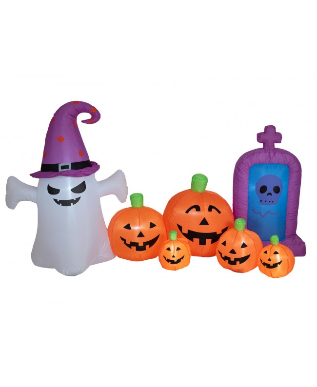 Europalms Halloween Aufblasbare Figur Geist mit Kürbissen, 244cm Saisonartikel
