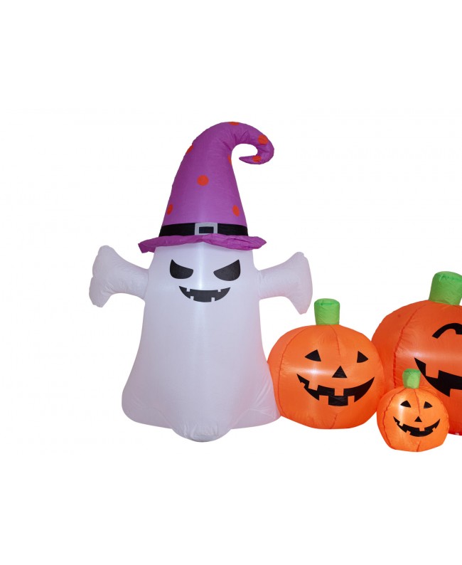 Europalms Halloween Aufblasbare Figur Geist mit Kürbissen, 244cm Saisonartikel