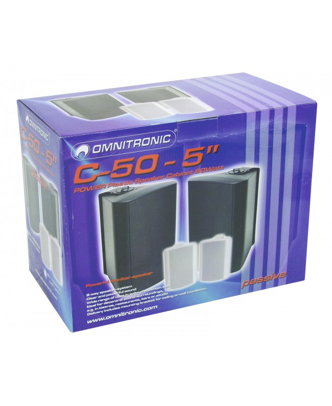Omnitronic C-50 black 2x Wall Mount Speakers