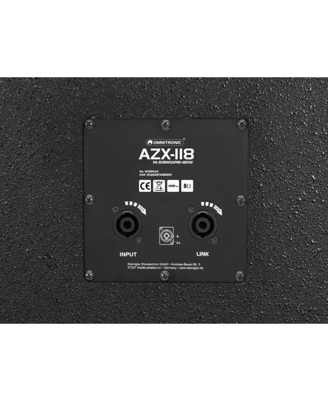 Omnitronic AZX-118 Subwoofer PA 450W Subwoofer Passivi
