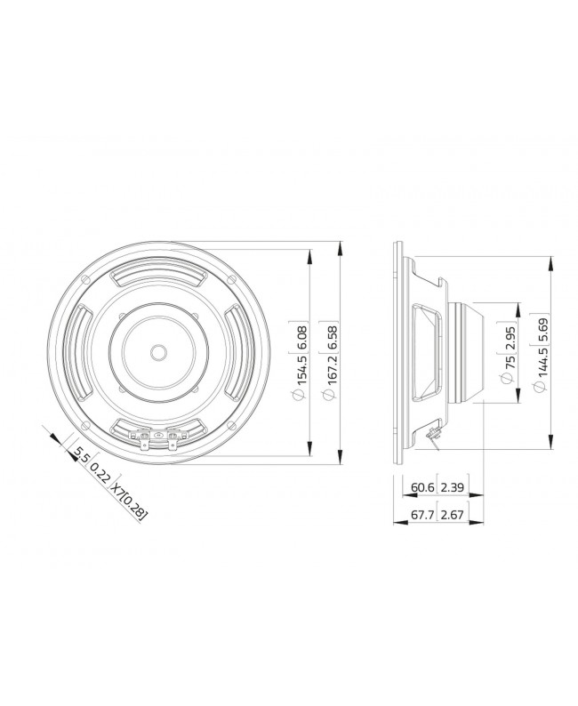 Lavoce WSN061.52-4 6,5 Zoll Woofer, Neodym, Stahlkorb Neodym-Basslautsprecher