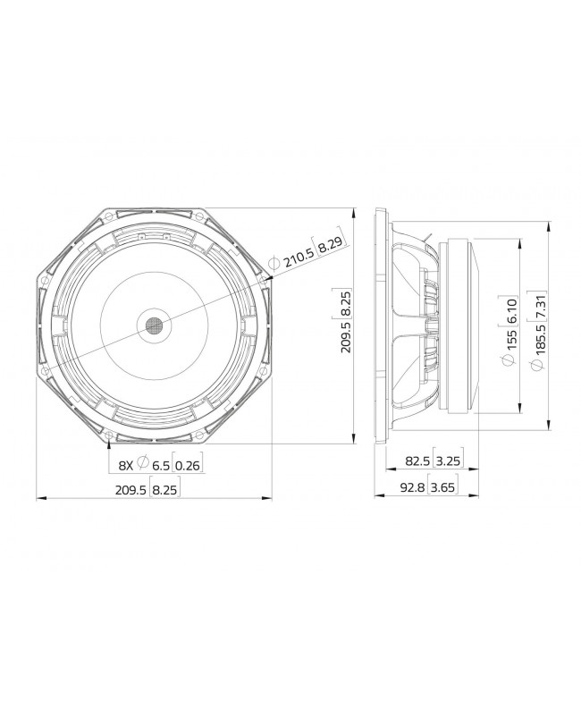 Lavoce MAF082.00 8 Woofer, Ferrite, Aluminium Basket Driver Altoparlanti per basse frequenze in ferrite