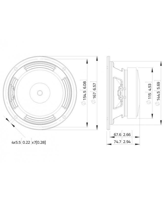 Lavoce WSF061.52 6.5 Woofer, Ferrite, Magnet Steel Basket Driver Altoparlanti per basse frequenze in ferrite