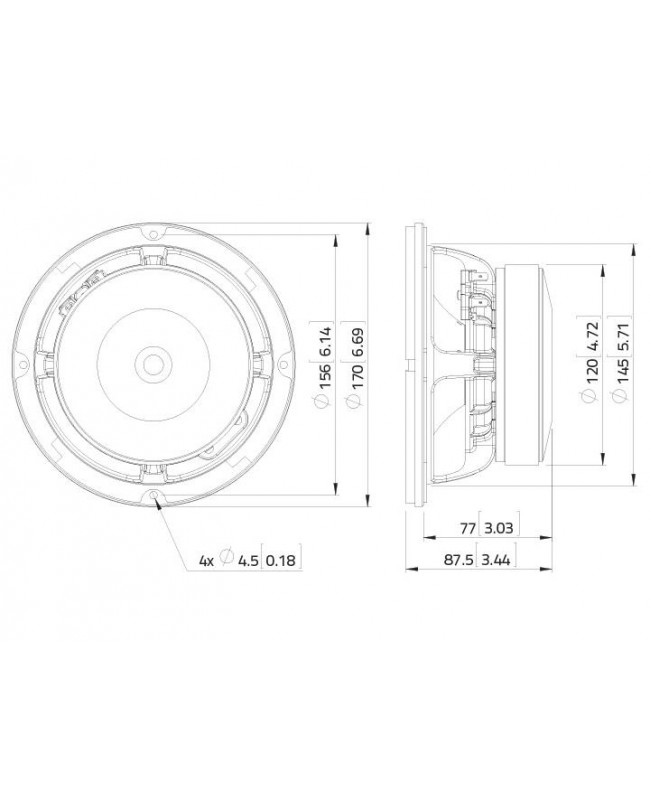 Lavoce WAF061.80 6,5 Zoll Woofer, Ferrit, Alukorb Ferrit-Basslautsprecher