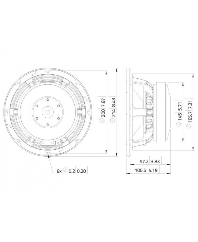 Lavoce WAF082.00 8 Woofer, Ferrite, Magnet Aluminium Basket Driver Ferrite low frequency transducers
