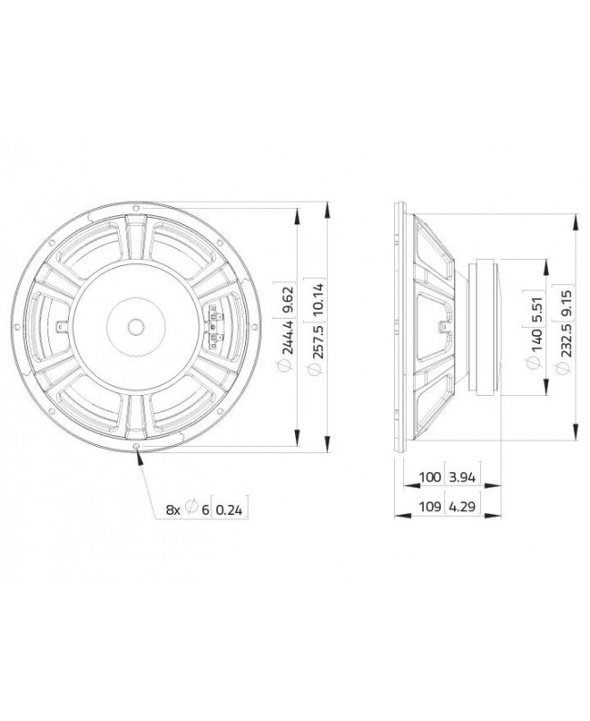 Lavoce WSF102.00 10 Woofer, Ferrite, Magnet Steel Basket Driver Altoparlanti per basse frequenze in ferrite