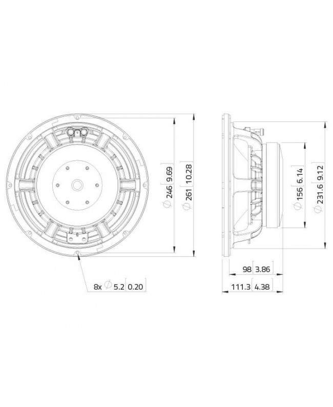 Lavoce WAF102.50 10 Woofer, Ferrite, Magnet Aluminium Basket Driver Ferrite low frequency transducers